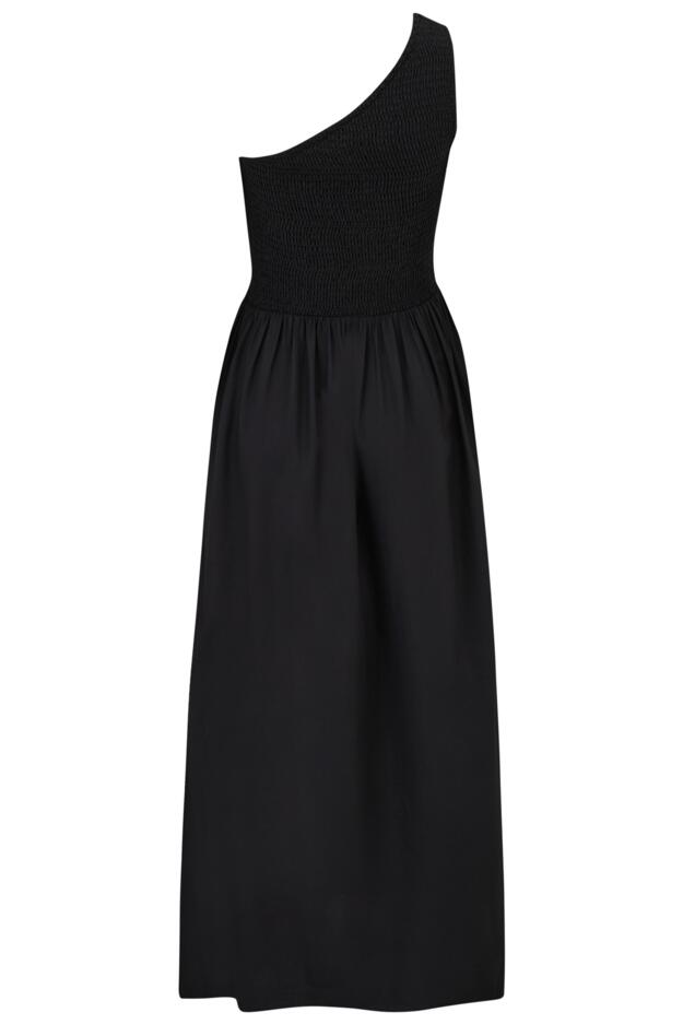 One Shoulder Shirred Bodice Maxi Dress