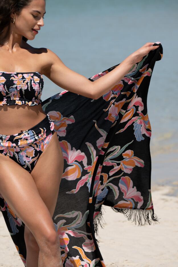 Fringe Trim Crinkle Woven Multiway Sarong