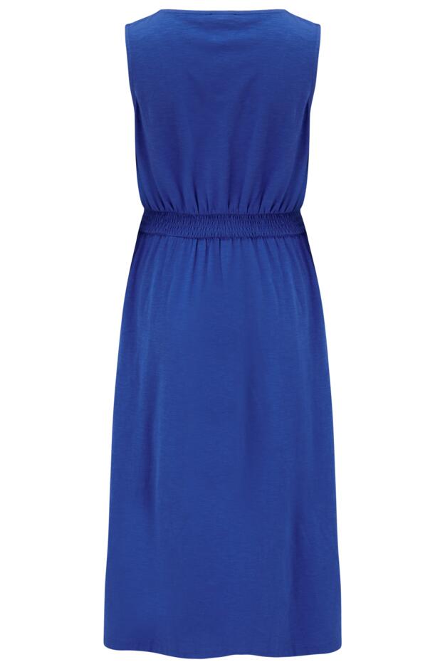 Built Up Shoulder Cotton Slub Jersey Midi Dress