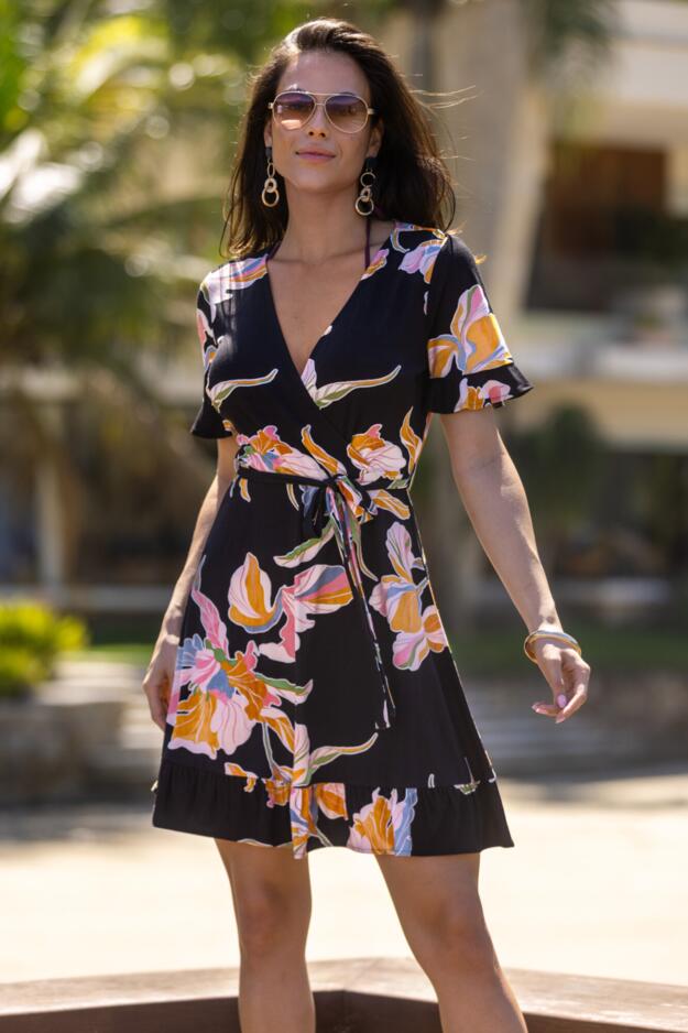 Birdie Stretch Viscose Jersey Wrap Front Dress