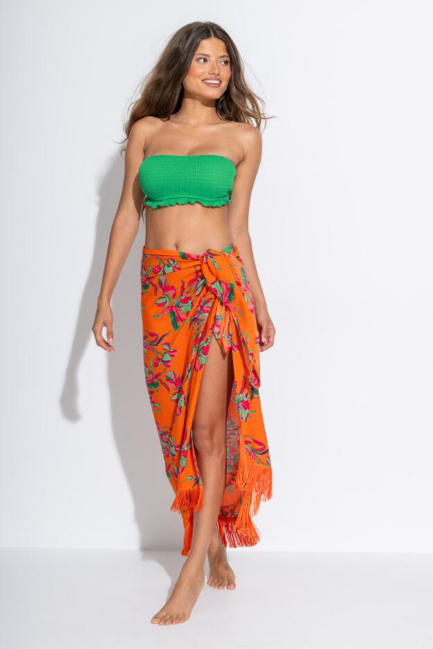 Fringe Trim Crinkle Woven Multiway Sarong