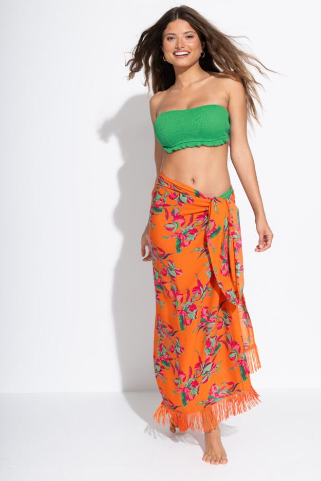 Fringe Trim Crinkle Woven Multiway Sarong