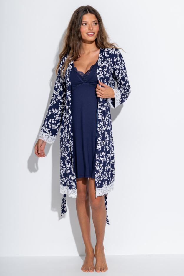 Sofa Loves Lace Jersey Wrap Dressing Gown