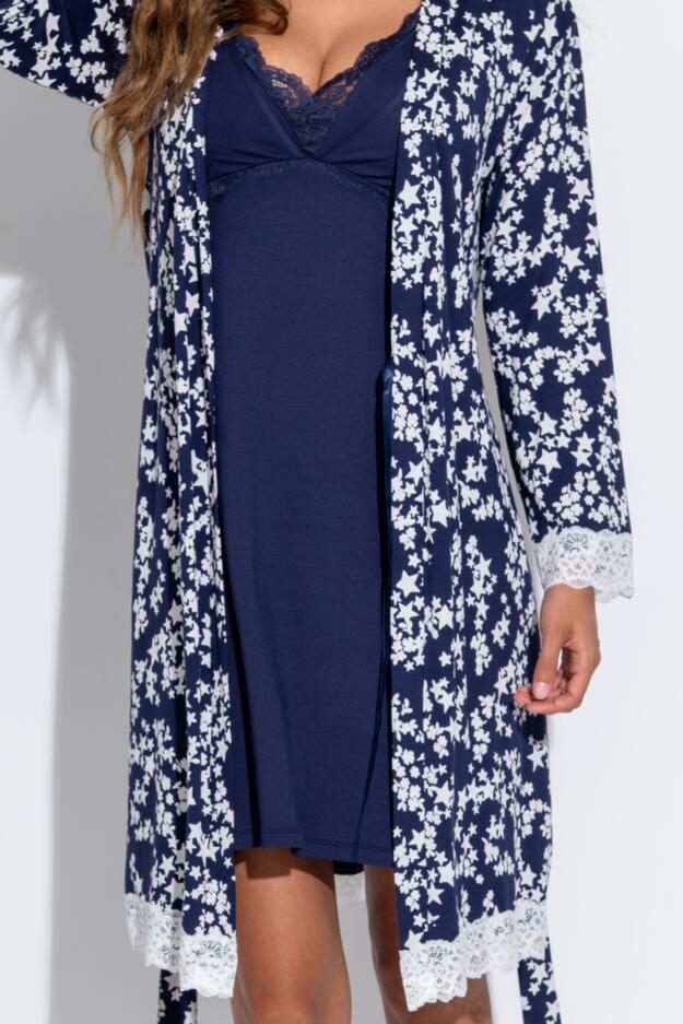 Sofa Loves Lace Jersey Wrap Dressing Gown