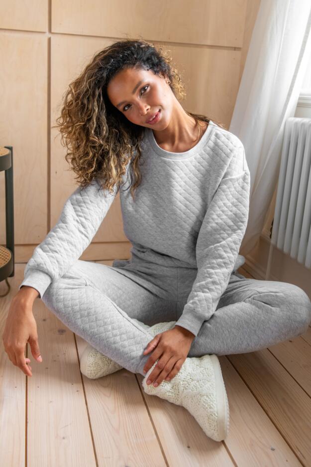 Quilted Lounge Sweatshirt and Jogger Co-Ord Set 