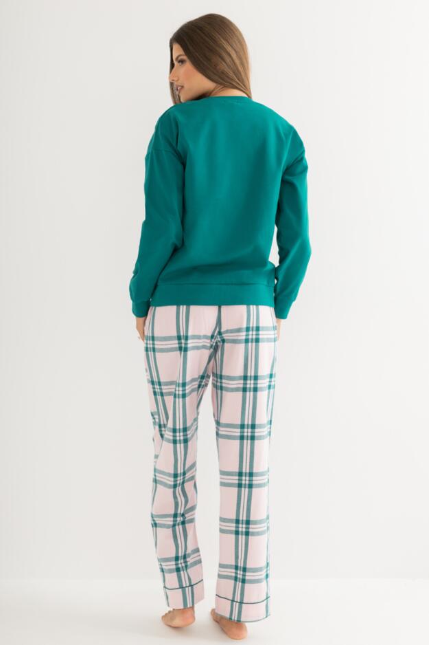 Pour Moi Logo Sweatshirt  Cosy Check Pyjama Set 