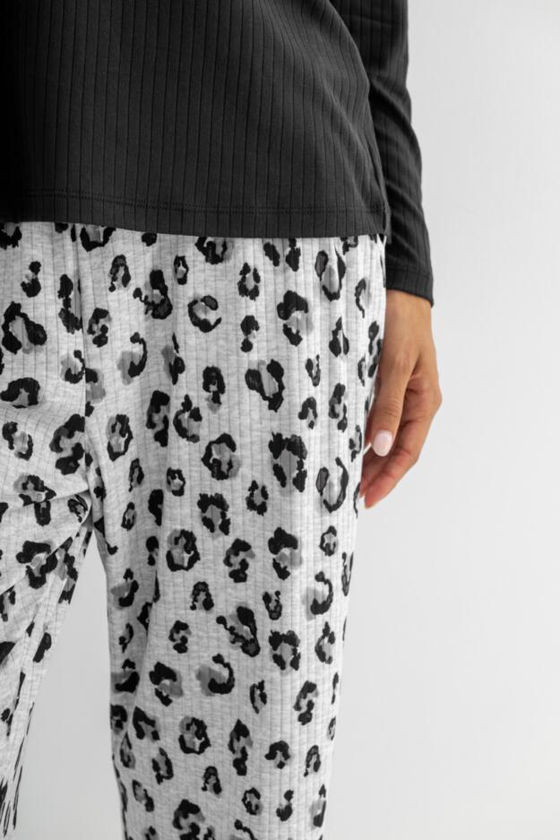 Brushed Rib Lace Trim V-Neck Lounge Pyjama Set