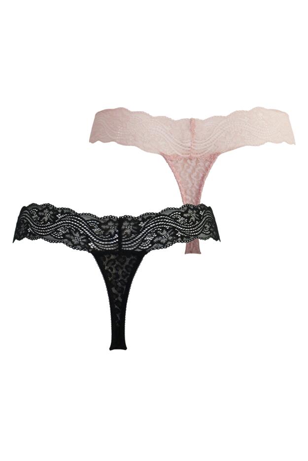 Leopard Lace V Thong 2 Pack