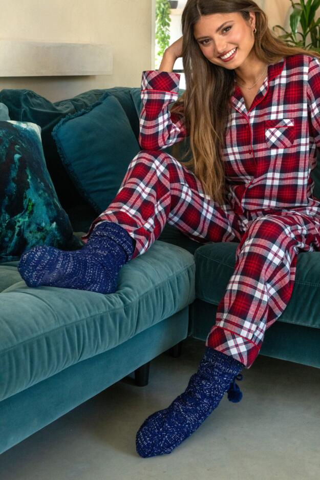 Cosy Cable Knit Lined Slipper Sock 