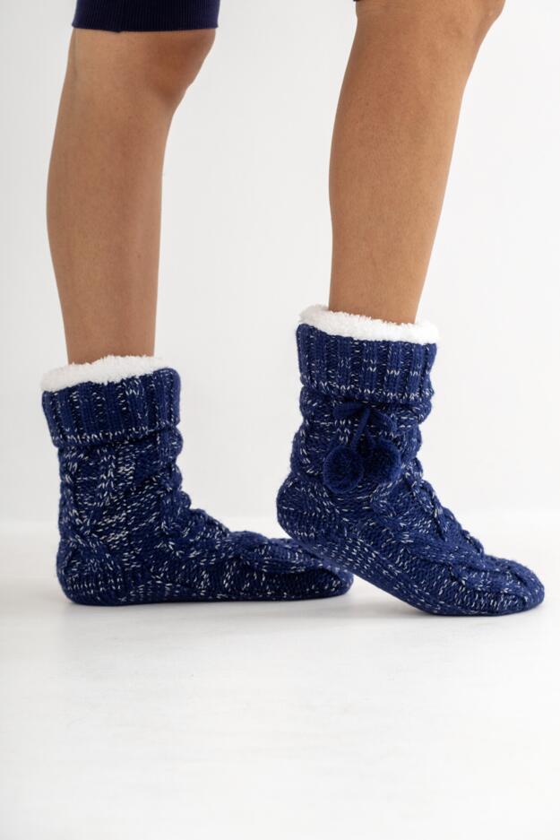 Cosy Cable Knit Lined Slipper Sock