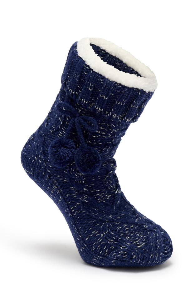 Cosy Cable Knit Lined Slipper Sock 