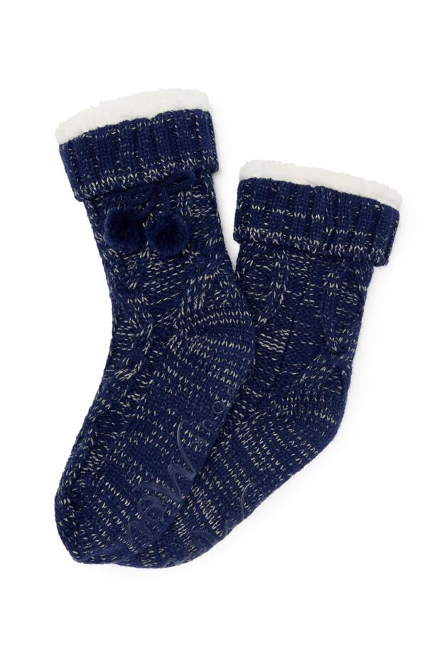 Cosy Cable Knit Lined Slipper Sock 