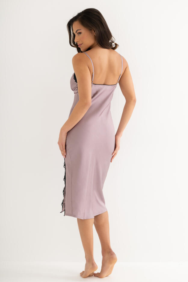 Dusk Satin and Lace Midi Chemise