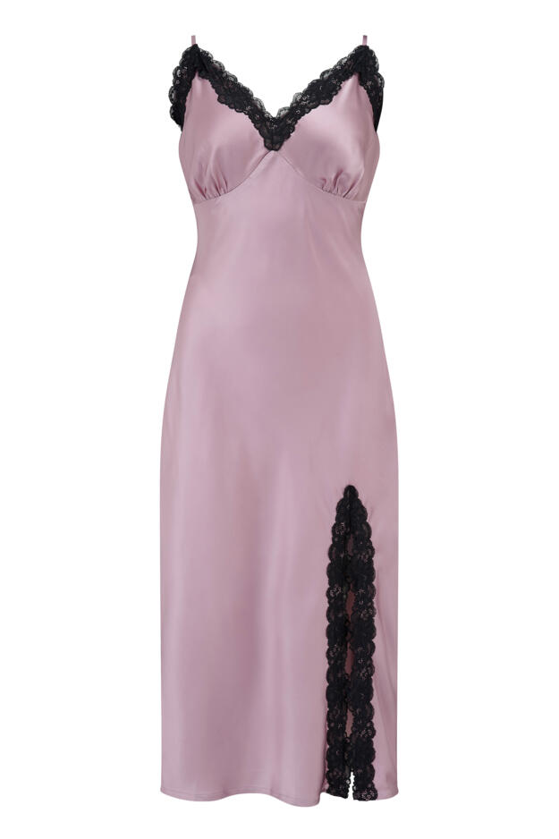 Dusk Satin and Lace Midi Chemise