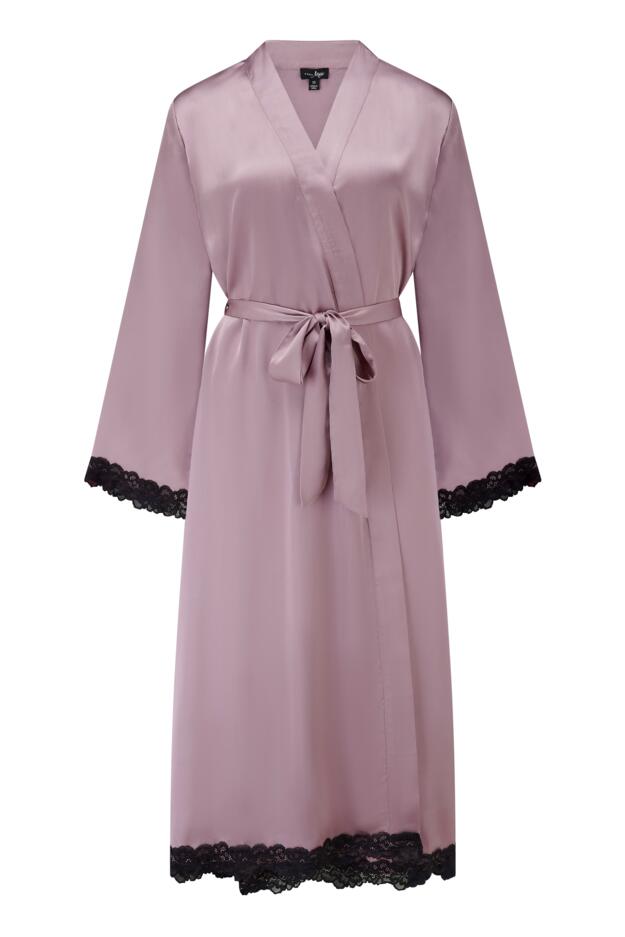 Dusk Satin and Lace Kimono Sleeve Dressing Gown