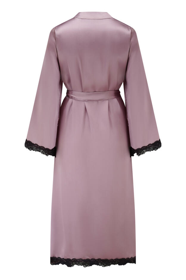 Dusk Satin and Lace Kimono Sleeve Dressing Gown