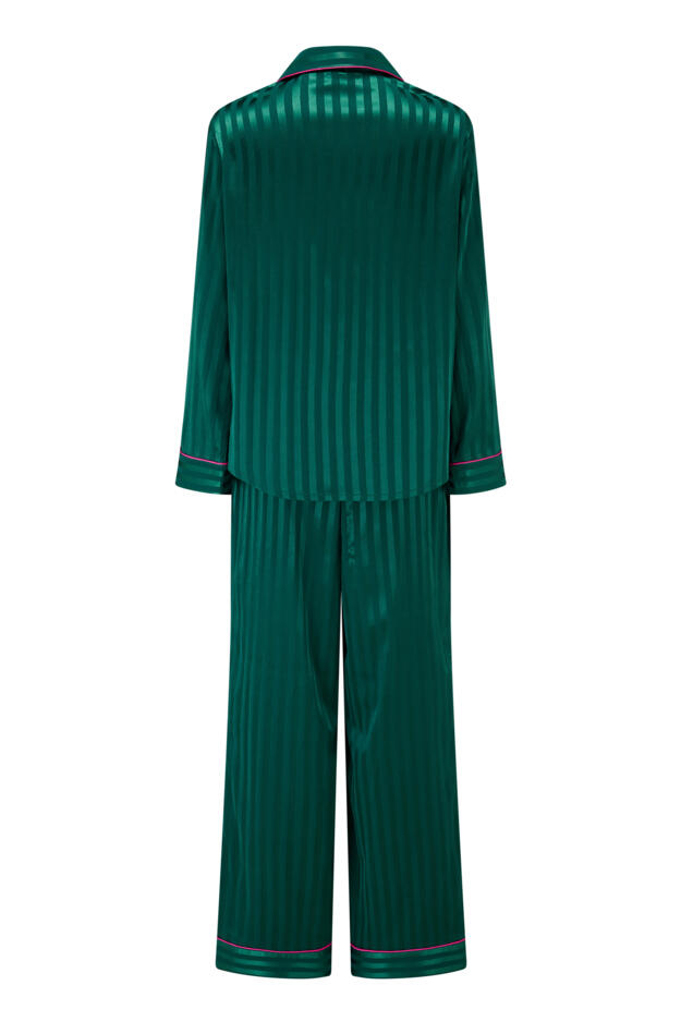 Satin Shadow Stripe Revere Collar Pyjama Set