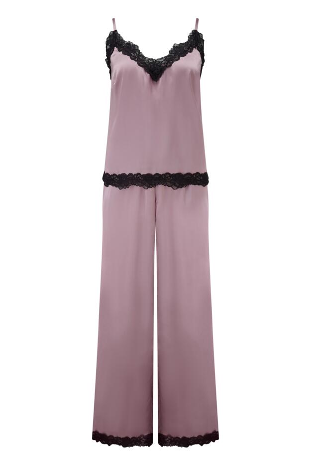 Dusk Satin and Lace Cami and Trouser Pyjama Set