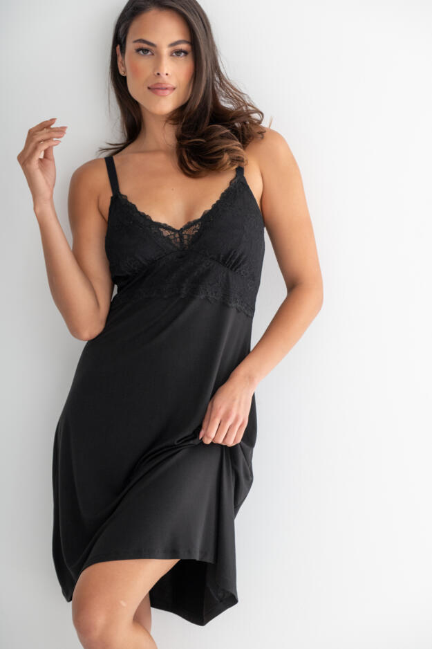 Sofa Loves Lace Knee Length Soft Jersey Chemise