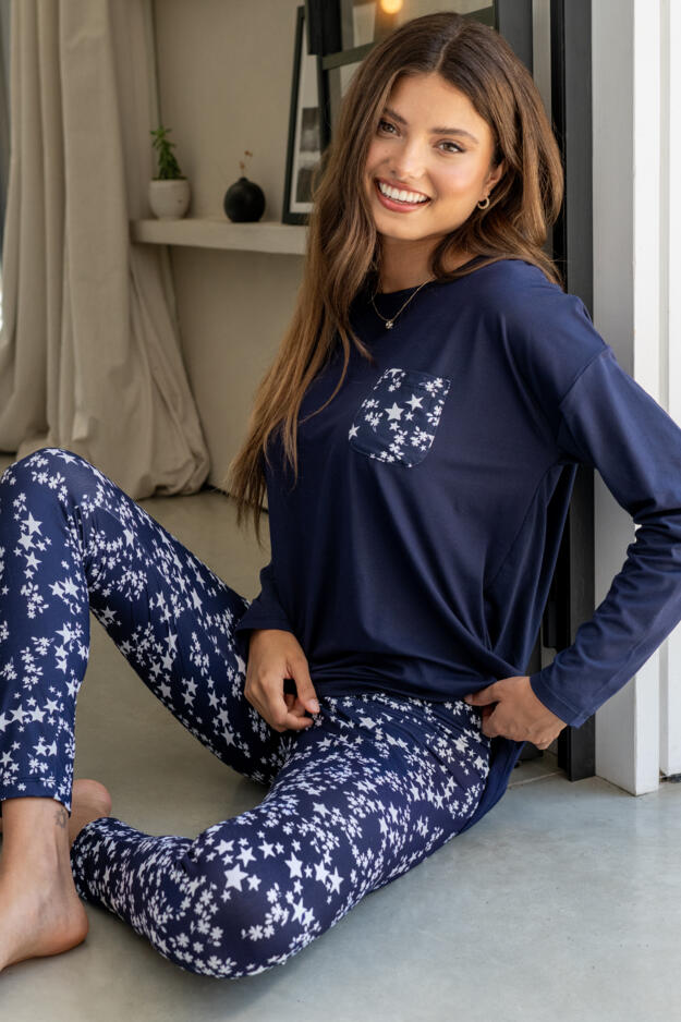 Soft Touch Jersey Fairisle Legging Pyjama Set