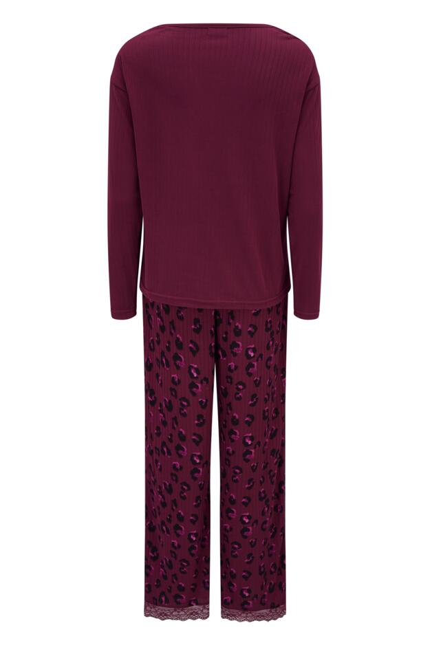 Brushed Rib Lace Trim V-Neck Lounge Pyjama Set