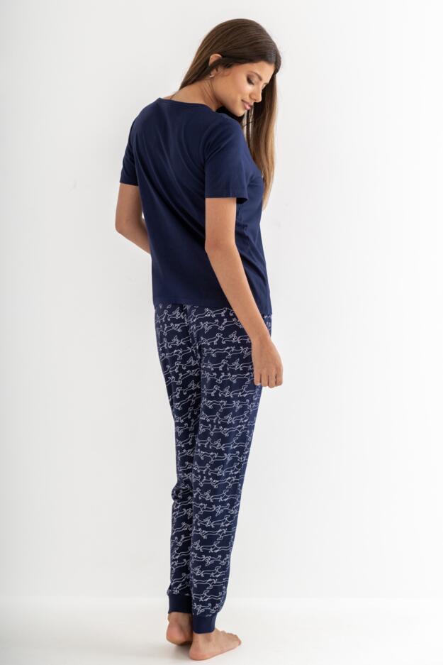 Jersey Cotton Daschund Short Sleeve Pyjama Set