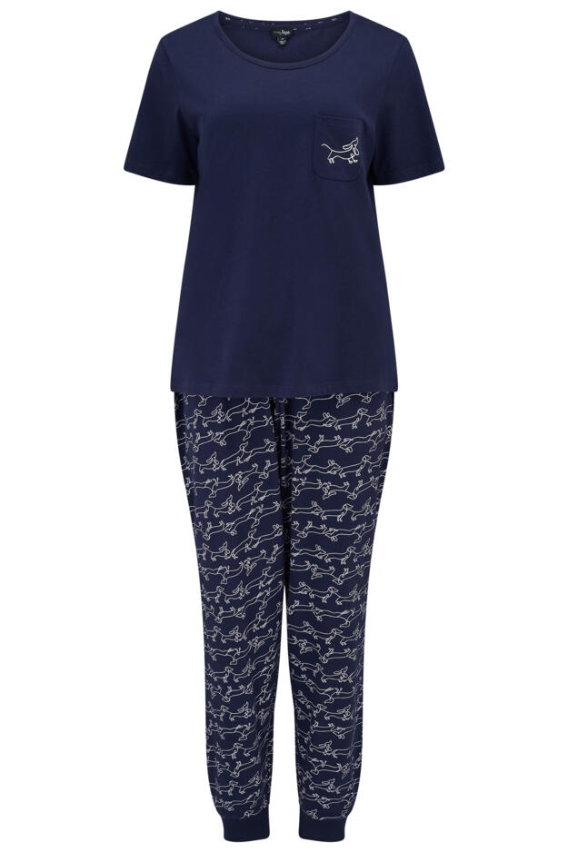 Jersey Cotton Daschund Short Sleeve Pyjama Set