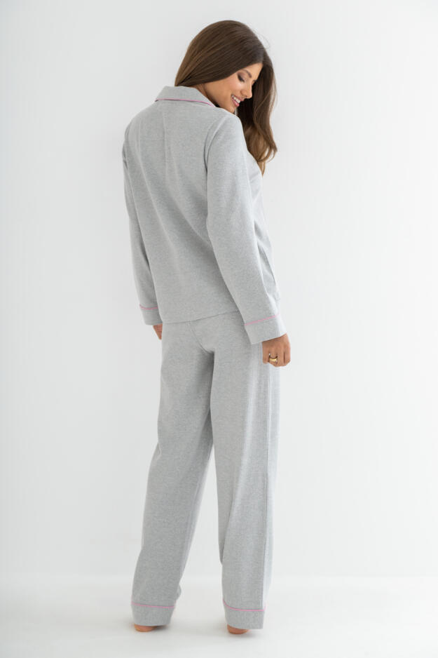 Ribbed Jersey Revere Collar Pyjama Set