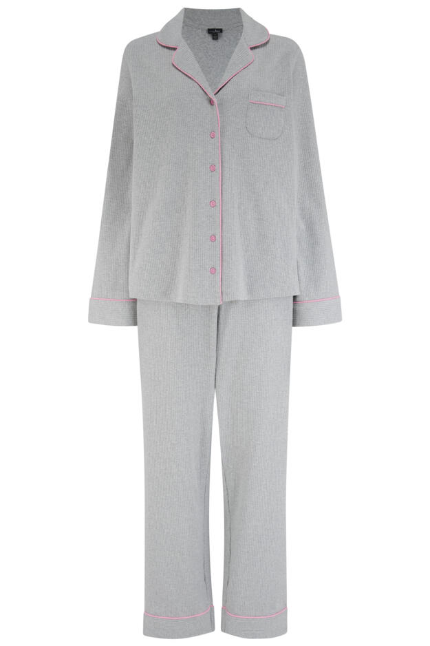 Ribbed Jersey Revere Collar Pyjama Set