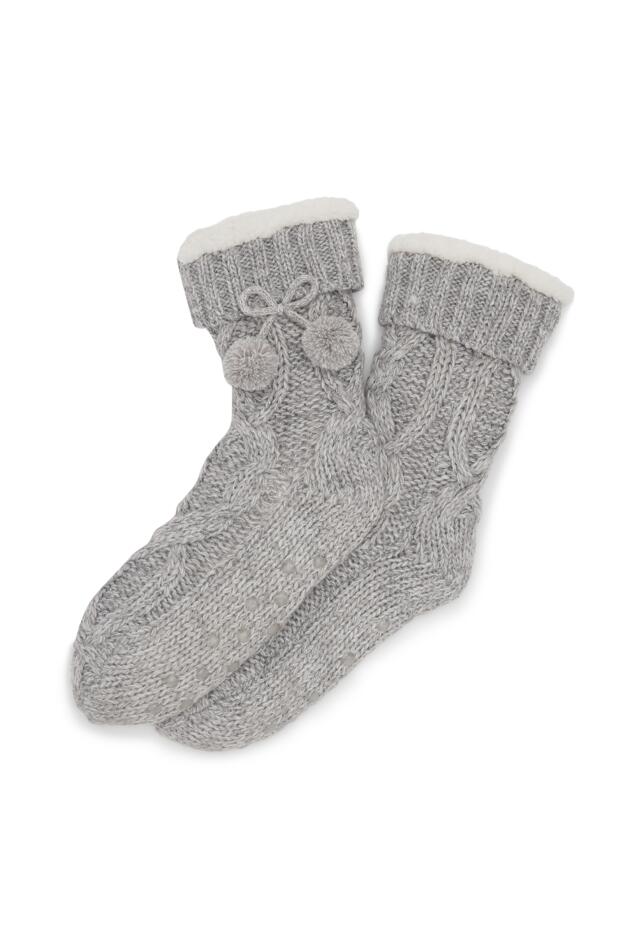 Cosy Cable Knit Lined Slipper Sock 