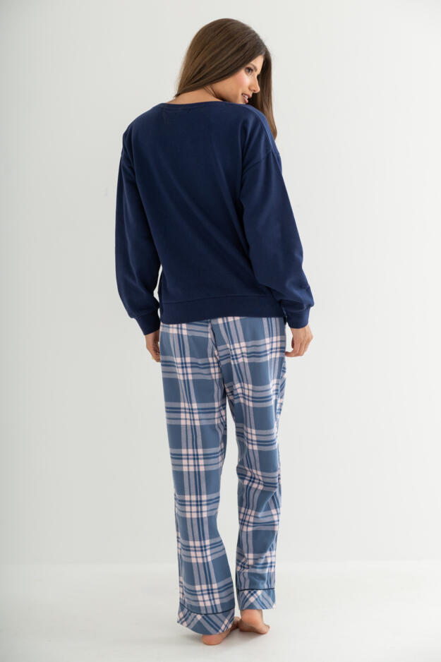 Pour Moi Logo Sweatshirt  Cosy Check Pyjama Set 