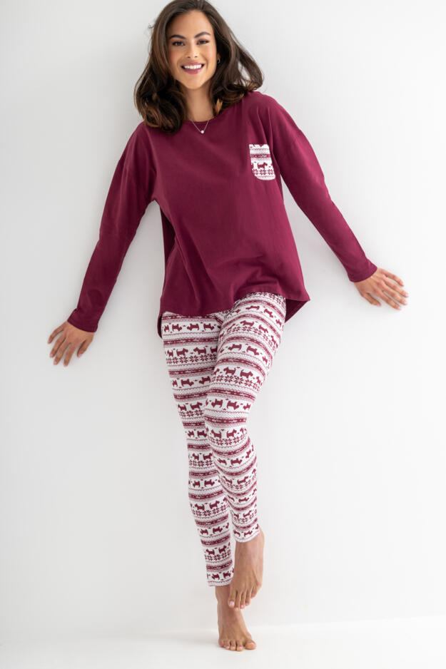 Soft Touch Jersey Fairisle Legging Pyjama Set