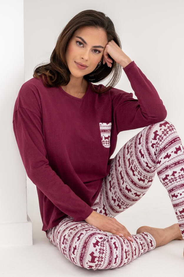 Soft Touch Jersey Fairisle Legging Pyjama Set
