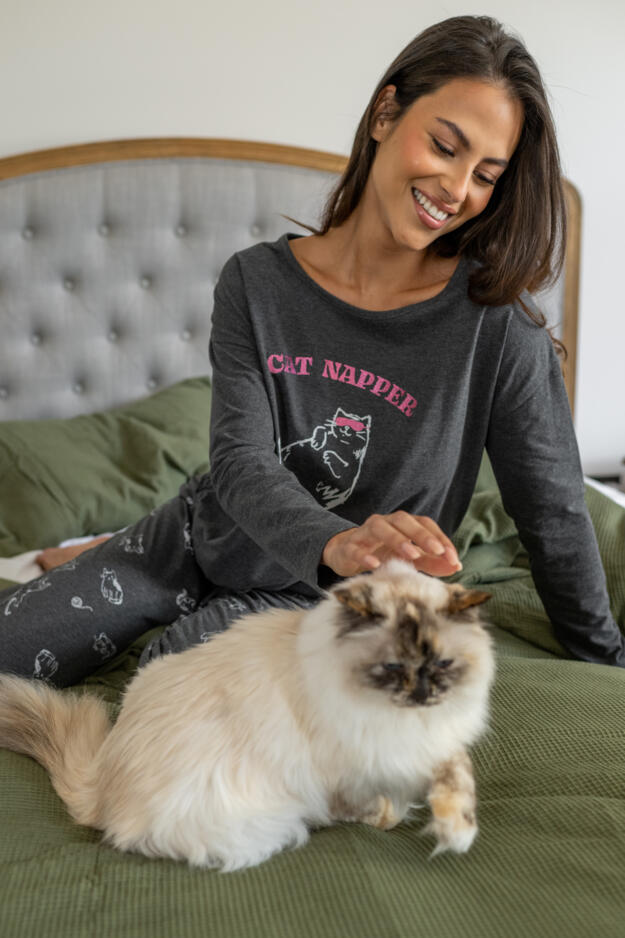 Jersey Cotton Cat Pyjama Set