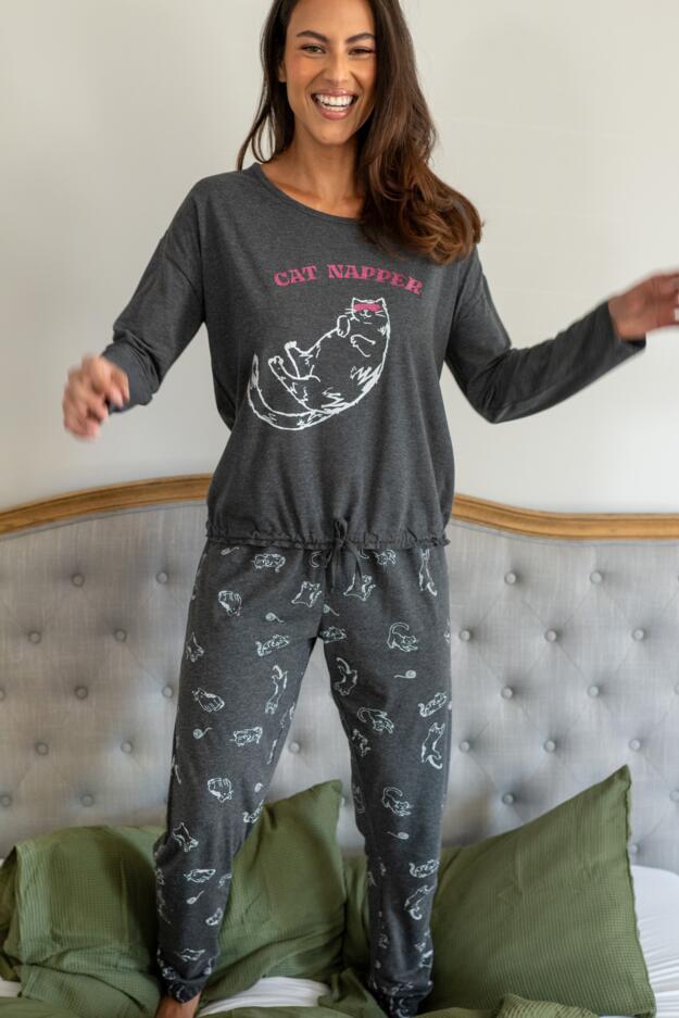 Jersey Cotton Cat Pyjama Set