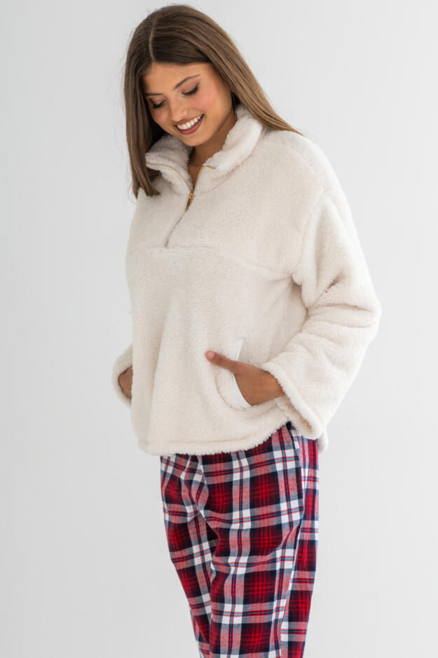 Fluffy Quarter Zip Borg Jumper
