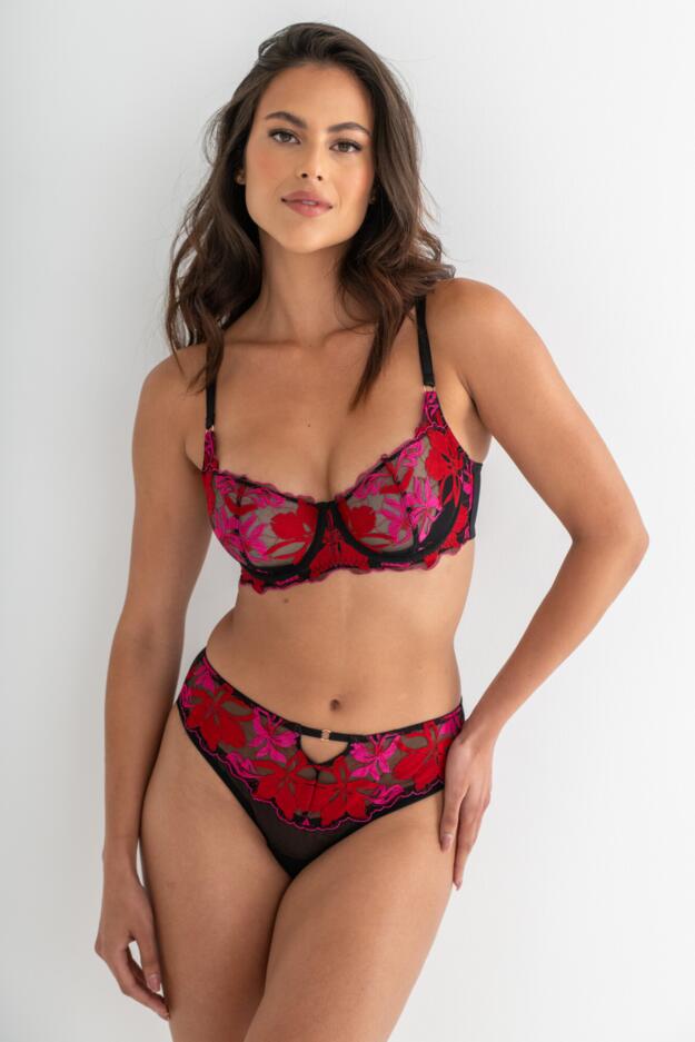 Roxanne Embroidered High Leg Mesh Brief