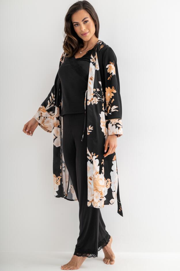 Dusk Printed Satin Midi Dressing Gown