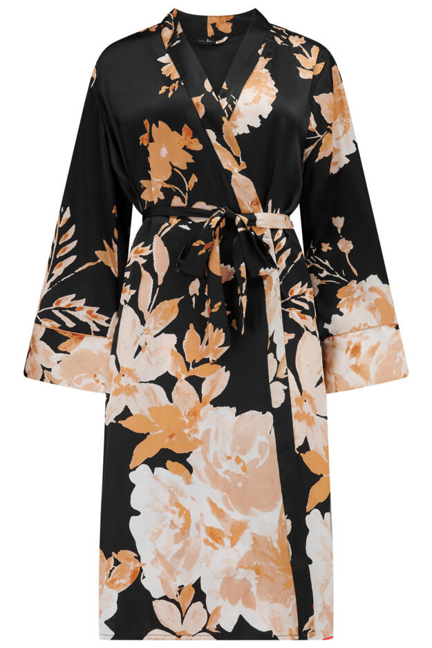 Dusk Printed Satin Midi Dressing Gown