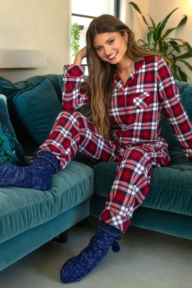 Cosy Check Pyjama & Sock Gift Bundle
