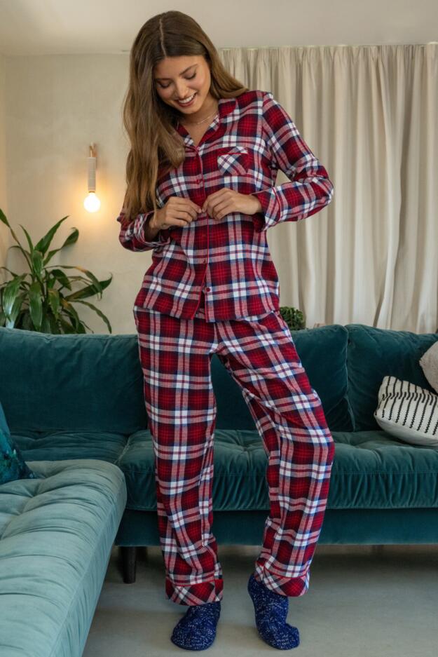 Cosy Check Pyjama & Sock Gift Bundle
