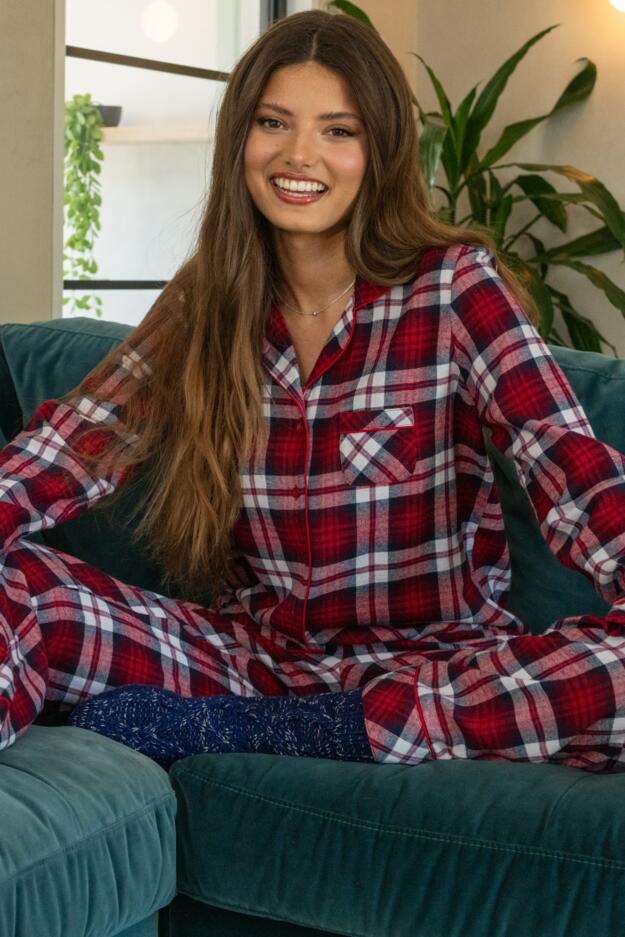 Cosy Check Pyjama & Sock Gift Bundle