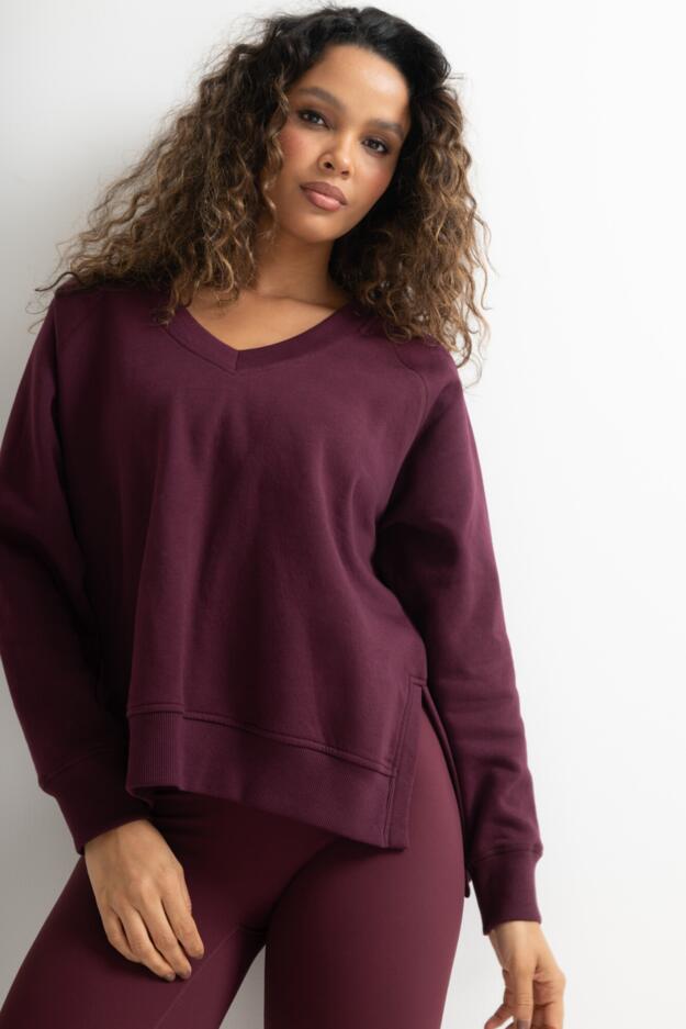 The Softest Off Duty Relaxed V-Neck Sweatshirt
