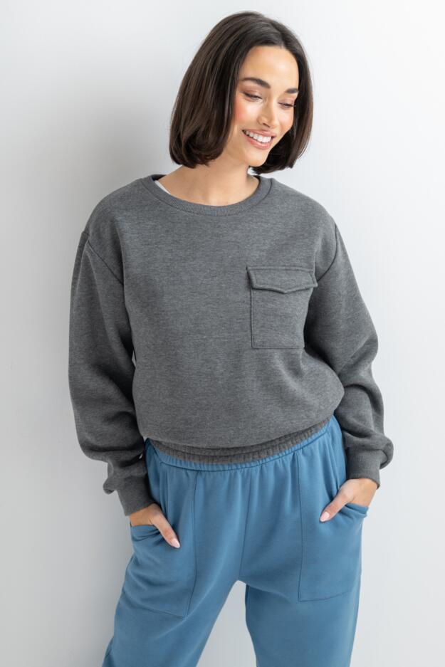 The Softest Off Duty Relaxed Pocket Sweatshirt 