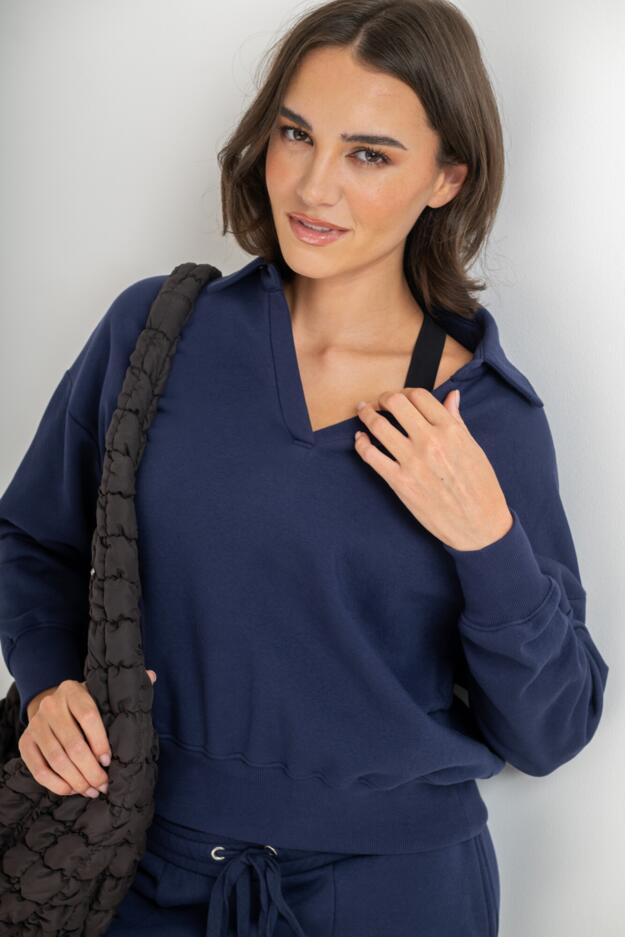 The Softest Off Duty Relaxed Collared Sweatshirt