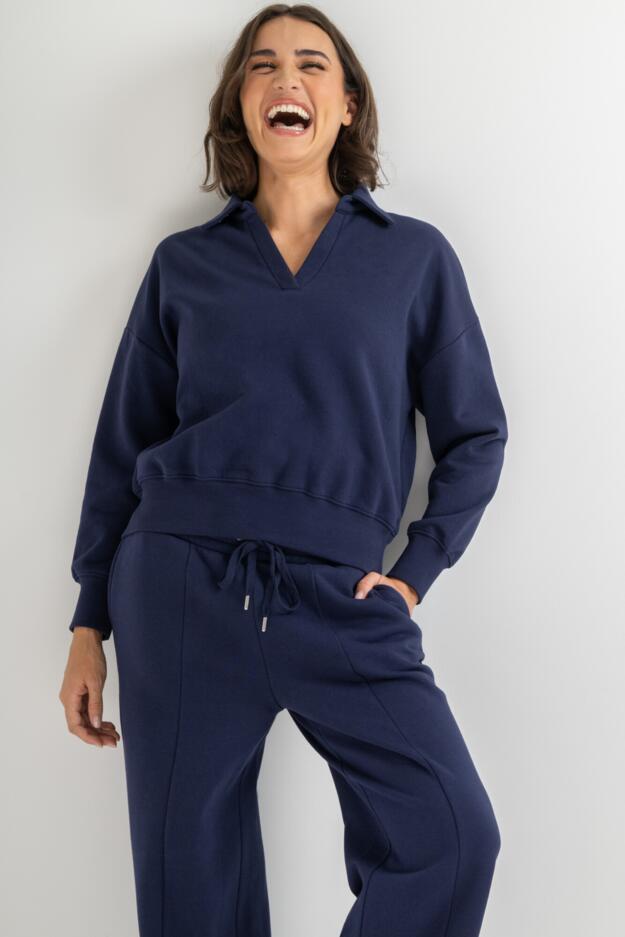 The Softest Off Duty Relaxed Collared Sweatshirt