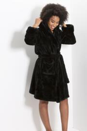 faux fur hooded dressing gown