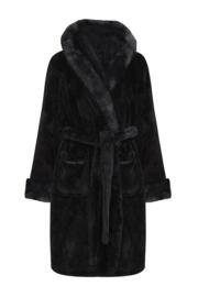 faux fur hooded dressing gown