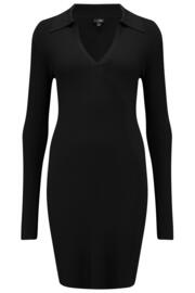 black knit v neck dress