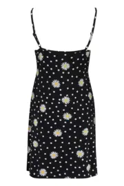 Strappy Tie Front Jersey Mini Beach Dress | Mono Daisy Spot | Pour Moi